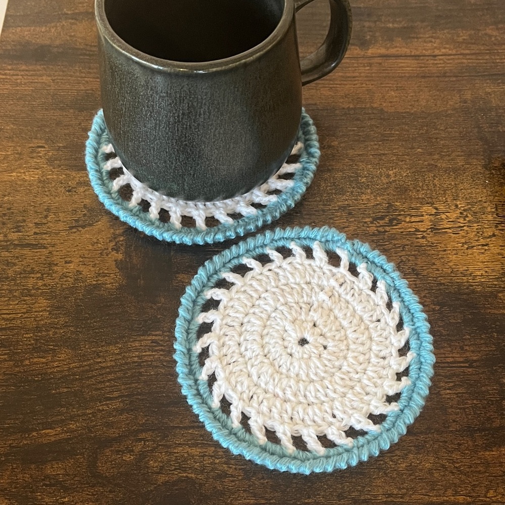 Handmade Blue White Coasters (set of 2)